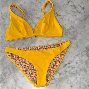 Maaji Yellow Bikini Set with Floral Accents